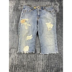 Levi's 515 Capri Blue Jean Pants Womens Distressed Custom Design